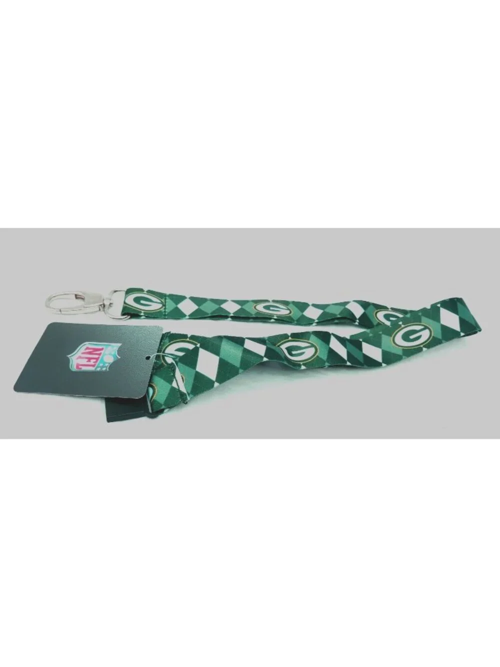Green Bay Packers Lanyard Keychain Argyle Reversible With Clip NFL New